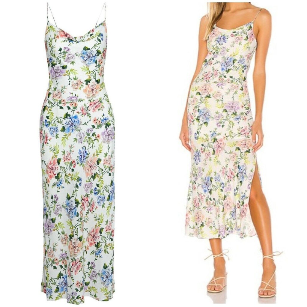 Alice + Olivia Harmony Floral Maxi Slip Dress With Slit Size 6 Nwt